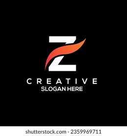 Modern Z Letter Logo Design with Swoosh or Fire Icon Vector Illustration.