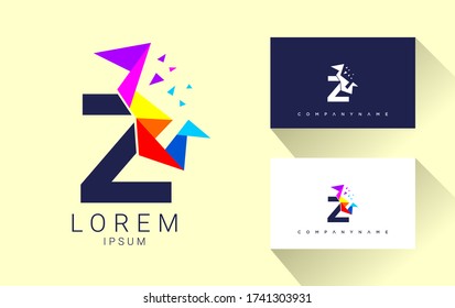 Modern Z Letter Multimedia company logo. creative emblem Pixel design. initial brand template.
