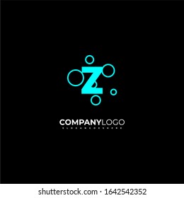 modern Z logotype creative design concept in cyan color isolated on black background