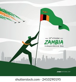 Ilustración moderna del día de la independencia de zambia