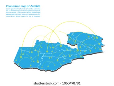 Modern of zambia Map connections network design, Best Internet Concept of zambia map business from concepts series, map point and line composition. Infographic map. Vector Illustration.