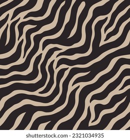 Modern Zebra Stripes Seamless Pattern. Abstract Animal Skin Print in Contemporary Style. Vector Stripes Background