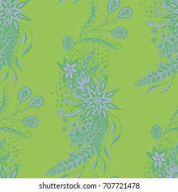 Modern Zendoodle Rapport. Seamless Floral Pattern for Feminine Print, Wallpaper, Swimwear. Detailed Zentangles hand Drawn, Scanned and Traced to Vector. Retro Faded Colors