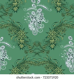 Modern Zendoodle Rapport. Seamless Floral Pattern for Feminine Print, Wallpaper, Swimwear. Detailed Zentangles hand Drawn, Scanned and Traced to Vector. Bright Fashionable Colors