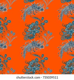 Modern Zendoodle Rapport. Seamless Floral Pattern for Feminine Print, Wallpaper, Swimwear. Detailed Zentangles hand Drawn, Scanned and Traced to Vector. Bright Fashionable Colors