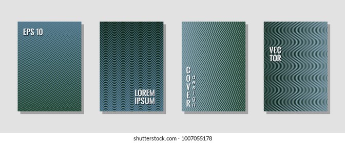 Modern zig zag banner templates, wavy lines gradient stripes backgrounds for business cover. Curve shapes stripes, zig zag edge lines halftone texture gradient banners vector set.