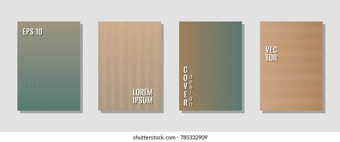 Modern zig zag banner templates, wavy lines gradient stripes backgrounds for music cover. Curve shapes stripes, zig zag edge lines halftone texture gradient brochure covers collection.
