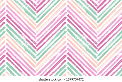 Modern zig zag interior print vector seamless pattern. Paint brush stroke geometric stripes. Hand drawn paint texture zig zag chevron wallpaper. Stripes lines textile print seamless design.