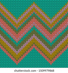Modern zig zal lines knitted texture geometric seamless pattern. Ugly sweater knitting pattern imitation. Norwegian style seamless knitted pattern. Repeatable background.