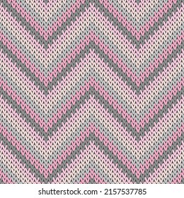Modern zigzag chevron stripes knitting texture geometric seamless pattern. Carpet hosiery textile print. Scandinavian style seamless knitted pattern. Christmas spirit backdrop.