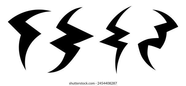 Modern zigzag icon or logo. Abstract fast symbol. Black illustration in flat style. Vector isolated on white background.