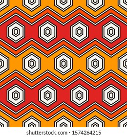 Modern zigzag  pattern. Repeated hexagon ornament. Contemporary geometric background. Seamless surface abstract design. Geo wallpaper. Ethnic digital paper, textile print. Vector illustration