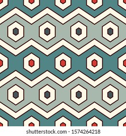 Modern zigzag  pattern. Repeated hexagon ornament. Contemporary geometric background. Seamless surface abstract design. Geo wallpaper. Ethnic digital paper, textile print. Vector illustration