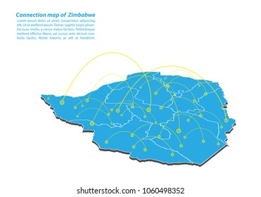 Modern of zimbabwe Map connections network design, Best Internet Concept of zimbabwe map business from concepts series, map point and line composition. Infographic map. Vector Illustration.