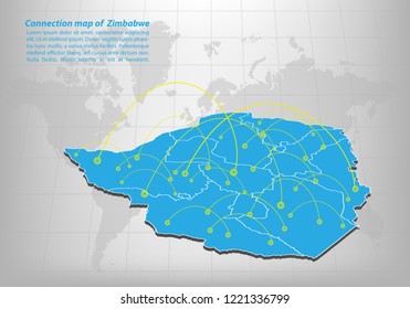 Modern of zimbabwe Map connections network design, Best Internet Concept of zimbabwe map business from concepts series, map point and line composition. Infographic map. Vector Illustration.