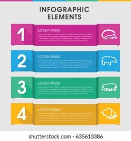 Modern zoo infographic template. infographic design with zoo icons includes hedgehog, buffalo. can be used for presentation, diagram, annual report, web design.