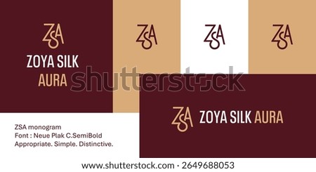 Modern ZSA monogram logo with bold geometric minimal style. This sleek design merges the letters Z, S, and A into a stylish icon perfect for fashion, branding, creative studios, or boutique identity.
