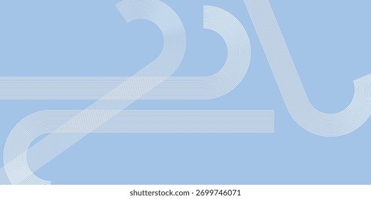 linhas de círculo modern.Abstract no plano de fundo azul claro. Projeto de arte de linha de faixa geométrica