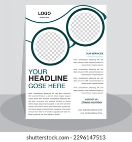 modernblue color flyer design template. corporate creative idea clean vector illustration a4 half page single advertising brochure layout .