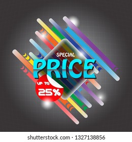 Modern-designed special price with gradient texts banner and up to 25% discount