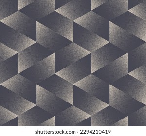 Modernism Art Seamless Pattern Vector Dot Work Fashionable Abstract Background. Hexagonal Structure Repetitive Geometric Abstraction Apparel Design Textile Print. Half Tone Gradient Endless Wallpaper