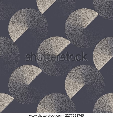 Modernism Art Seamless Pattern Vector Dot Work Circles Trendy Abstract Background. Postmodernism Style Repetitive Graphic Textured Abstraction. Pale Gray Boundless Wallpaper. Halftone Art Illustration