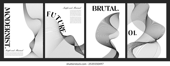 Modernism, Brutalism, Futuristic Minimal Layout Design for Poster, Magazine, Flyer able to isolate, editable for wallpaper background elements set of template abstract	
