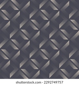 Modernism Geometric Graphic Seamless Pattern Vector Stippled Abstract Background. Rhombus Structure Brutalism Style Repetitive Pale Grey Abstraction. Halftone Art Continuous Postmodernism Illustration