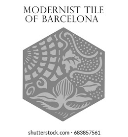 Modernist tile of Barcelona. Vector illustration.