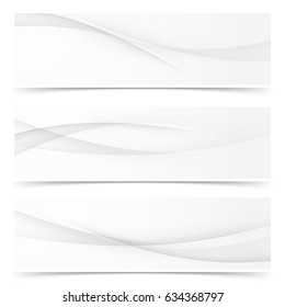 Modernistic halftone grey swoosh wave pattern cards template. Web header footer halftone minimalistic flyer collection. Vector illustration