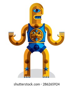 Modernistic style colorful vector illustration made from geometric figures. Flat design image of mythic creature, cubism theme.