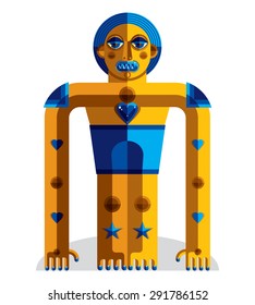 Modernistic style colorful vector illustration made from geometric figures. Flat design image of mythic creature, cubism theme.