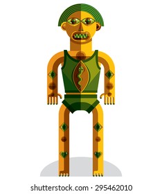 Modernistic vector illustration, geometric cubism style avatar isolated on white background. Strange character image made in flat design.