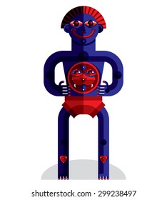 Modernistic vector illustration, geometric cubism style avatar isolated on white background. Strange character image made in flat design. Colorful drawing of weird beast.