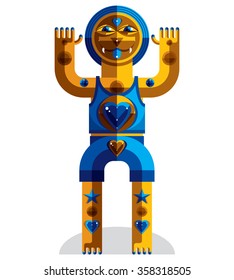 Modernistic vector illustration, geometric cubism style avatar isolated on white background. Strange character image made in flat design.