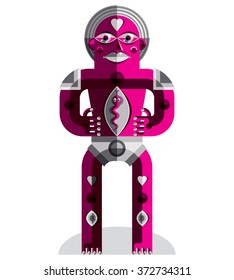 Modernistic vector illustration, geometric cubism style avatar isolated on white background. Strange character image made in flat design.