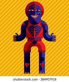 Modernistic vector illustration, geometric cubism style avatar isolated on artistic background. Strange character image made in flat design, art drawing of a mystic beast.