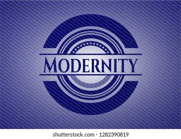 Modernity emblem with denim texture