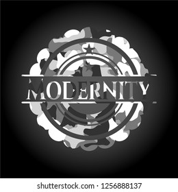 Modernity on grey camouflaged pattern
