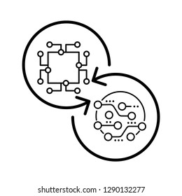 Modernization of electronic technologies, equipment. Vector icon, white background.