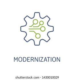 Modernization. Vector linear icon, white background.