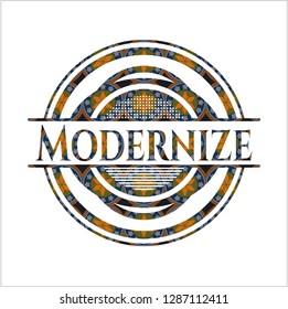 Modernize arabesque style badge. arabic decoration.
