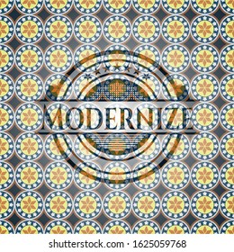 Modernize arabesque style badge. arabic decoration.