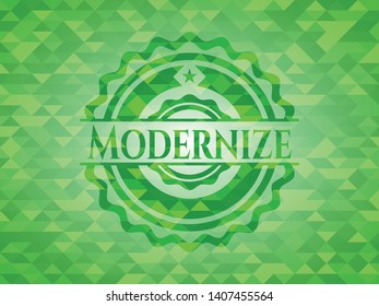 Modernize green mosaic emblem. Vector Illustration. Detailed.