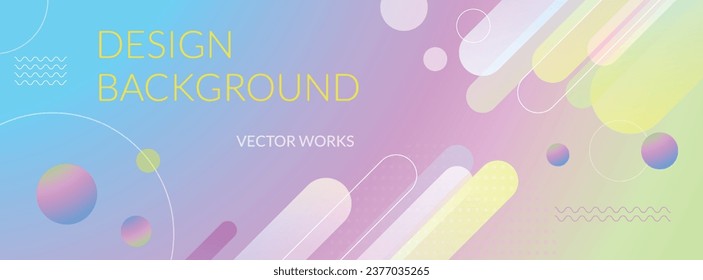 A modern-looking gradient design background. A backdrop banner invitation image combining bright and cheerful cylinders and circles.