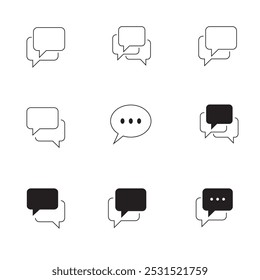 A modern,minimalistic message icon featuring a speech bubble with a clean,flat design.Ideal for use in mobile apps,web interfaces,social media platforms. This vector-based icon is fully scalable.