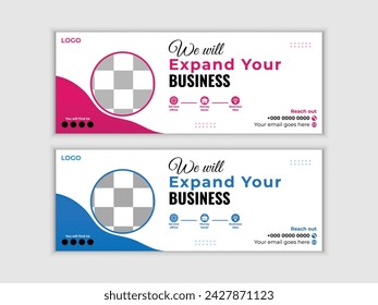 Modern-style business web banner or Facebook cover design template with two colors.