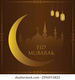 Modern-style Eid Mubarak greeting cards with social media design, Eid Mubarak Icon Vector, moon, mosque, Logo, ramzan, logo, mosque, eid, elements,wish, islam, ramadan, and lanterns 