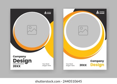 Plantilla de portada de libro electrónico amarillo moderno en A4. Diseño de la cubierta de las formas abstractas conveniente para el documento, el folleto, el informe anual, la revista, el negocio corporativo, el portafolio de la compañía, el folleto, el sitio web, etc.