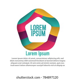 moderrn pentagonal design shape with papercut layered abstract background for logo, banner, flyer, poster, etc design template
